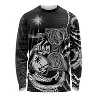 Personalised Guam Liberation Day Long Sleeve Shirt Black White Latte Stone Tribal Patterns