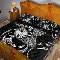 Guam Liberation Day Quilt Bed Set Black White Latte Stone Tribal Patterns
