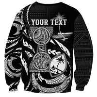 Personalised Guam Liberation Day Sweatshirt Black White Latte Stone Tribal Patterns