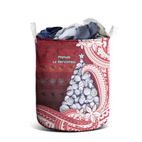 American Samoa Christmas Laundry Basket Seashell Xmas Tree Tribal Waves - Polynesian Pride