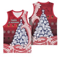 American Samoa Christmas Basketball Jersey Seashell Xmas Tree Tribal Waves - Polynesian Pride