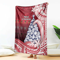 American Samoa Christmas Blanket Seashell Xmas Tree Tribal Waves - Polynesian Pride