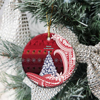 American Samoa Christmas Ceramic Ornament Seashell Xmas Tree And Waves Patterns - Polynesian Pride