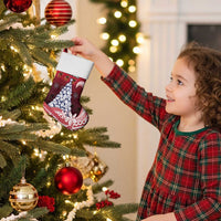 American Samoa Christmas Stocking Seashell Xmas Tree And Waves Patterns - Polynesian Pride