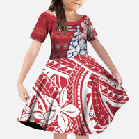 American Samoa Christmas Family Matching Long Sleeve Bodycon Dress and Hawaiian Shirt Seashell Xmas Tree Tribal Waves DT05 Daughter's Dress Red - Polynesian Pride