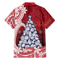 American Samoa Christmas Family Matching Long Sleeve Bodycon Dress and Hawaiian Shirt Seashell Xmas Tree Tribal Waves - Polynesian Pride