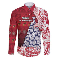 American Samoa Christmas Family Matching Mermaid Dress and Hawaiian Shirt Seashell Xmas Tree Tribal Waves - Polynesian Pride