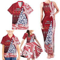 American Samoa Christmas Family Matching Tank Maxi Dress and Hawaiian Shirt Seashell Xmas Tree Tribal Waves - Polynesian Pride