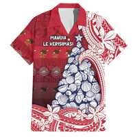 American Samoa Christmas Family Matching Tank Maxi Dress and Hawaiian Shirt Seashell Xmas Tree Tribal Waves - Polynesian Pride
