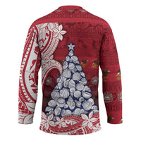 American Samoa Christmas Hockey Jersey Seashell Xmas Tree Tribal Waves DT05 - Polynesian Pride