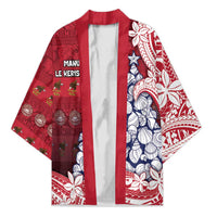 American Samoa Christmas Kimono Seashell Xmas Tree Tribal Waves - Polynesian Pride