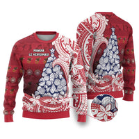 American Samoa Christmas Ugly Christmas Sweater Seashell Xmas Tree And Waves Patterns - Polynesian Pride