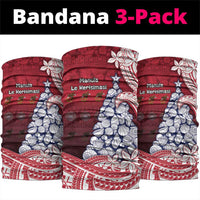 American Samoa Christmas Neck Gaiter Seashell Xmas Tree Tribal Waves - Polynesian Pride