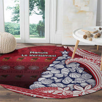 American Samoa Christmas Round Carpet Seashell Xmas Tree Tribal Waves - Polynesian Pride