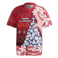 American Samoa Christmas Rugby Jersey Seashell Xmas Tree Tribal Waves - Polynesian Pride