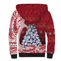 American Samoa Christmas Sherpa Hoodie Seashell Xmas Tree Tribal Waves - Polynesian Pride