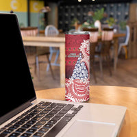 American Samoa Christmas Skinny Tumbler Seashell Xmas Tree Tribal Waves - Polynesian Pride