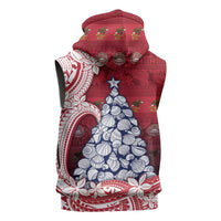 American Samoa Christmas Sleeveless Zip Hoodie Seashell Xmas Tree Tribal Waves DT05 - Polynesian Pride