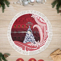 American Samoa Christmas Tree Skirt Seashell Xmas Tree And Waves Patterns - Polynesian Pride