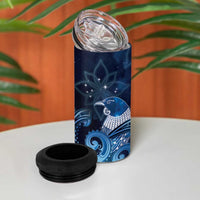 New Zealand Matariki 4 in 1 Can Cooler Tumbler Maori Tui Bird Blue Galaxy