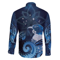 New Zealand Matariki Family Matching Off Shoulder Maxi Dress and Hawaiian Shirt Maori Tui Bird Blue Galaxy DT05 - Polynesian Pride