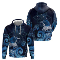 New Zealand Matariki Hoodie Maori Tui Bird Blue Galaxy