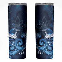 New Zealand Matariki Skinny Tumbler Maori Tui Bird Blue Galaxy