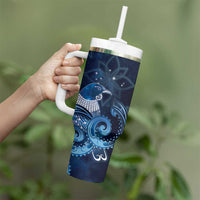 New Zealand Matariki Tumbler With Handle Maori Tui Bird Blue Galaxy