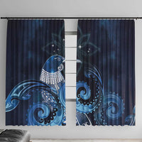 New Zealand Matariki Window Curtain Maori Tui Bird Blue Galaxy
