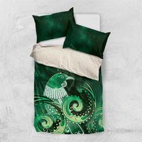 New Zealand Matariki Bedding Set Maori Tui Bird Green Galaxy