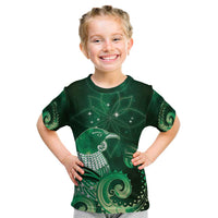 New Zealand Matariki Kid T Shirt Maori Tui Bird Green Galaxy