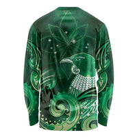 New Zealand Matariki Long Sleeve Shirt Maori Tui Bird Green Galaxy