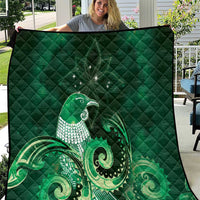 New Zealand Matariki Quilt Maori Tui Bird Green Galaxy