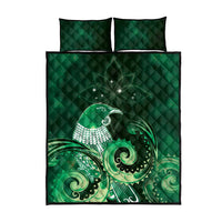 New Zealand Matariki Quilt Bed Set Maori Tui Bird Green Galaxy