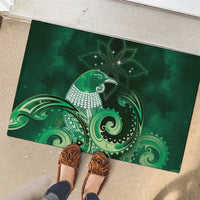 New Zealand Matariki Rubber Doormat Maori Tui Bird Green Galaxy