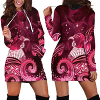 New Zealand Matariki Hoodie Dress Maori Tui Bird Magenta Galaxy