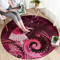 New Zealand Matariki Round Carpet Maori Tui Bird Magenta Galaxy