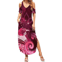 New Zealand Matariki Summer Maxi Dress Maori Tui Bird Magenta Galaxy