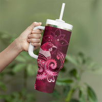 New Zealand Matariki Tumbler With Handle Maori Tui Bird Magenta Galaxy