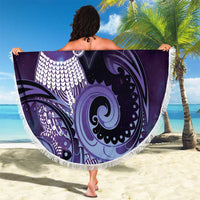 New Zealand Matariki Beach Blanket Maori Tui Bird Purple Galaxy