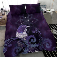 New Zealand Matariki Bedding Set Maori Tui Bird Purple Galaxy
