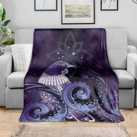 New Zealand Matariki Blanket Maori Tui Bird Purple Galaxy