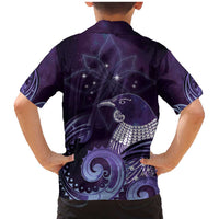 New Zealand Matariki Family Matching Mermaid Dress and Hawaiian Shirt Maori Tui Bird Purple Galaxy