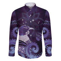 New Zealand Matariki Family Matching Mermaid Dress and Hawaiian Shirt Maori Tui Bird Purple Galaxy