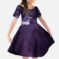 New Zealand Matariki Family Matching Puletasi and Hawaiian Shirt Maori Tui Bird Purple Galaxy