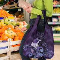 New Zealand Matariki Grocery Bag Maori Tui Bird Purple Galaxy
