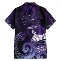 New Zealand Matariki Hawaiian Shirt Maori Tui Bird Purple Galaxy