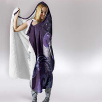 New Zealand Matariki Hooded Blanket Maori Tui Bird Purple Galaxy