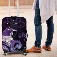 New Zealand Matariki Luggage Cover Maori Tui Bird Purple Galaxy