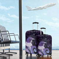 New Zealand Matariki Luggage Cover Maori Tui Bird Purple Galaxy